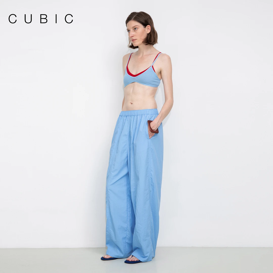 CUBIC 舒适夏日  轻薄夏季透气肌理纸感极简锥形宽松显瘦休闲裤