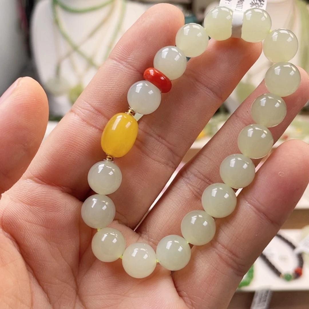 18K金镶嵌手链和田玉10