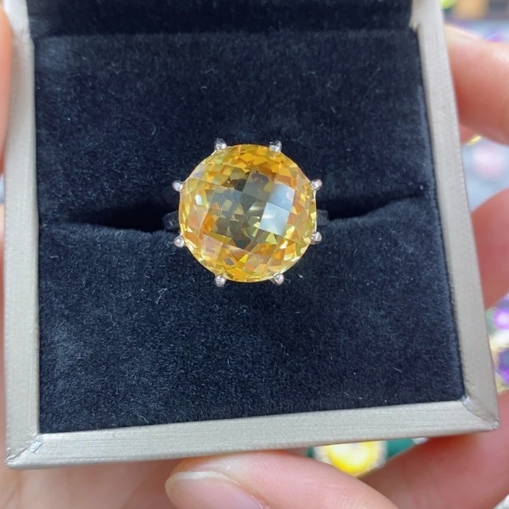 水晶戒指银S925镶嵌天然水晶戒指