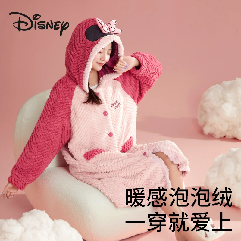 Disney/迪士尼可爱珊瑚绒加厚家居服 冬季睡衣套装女士