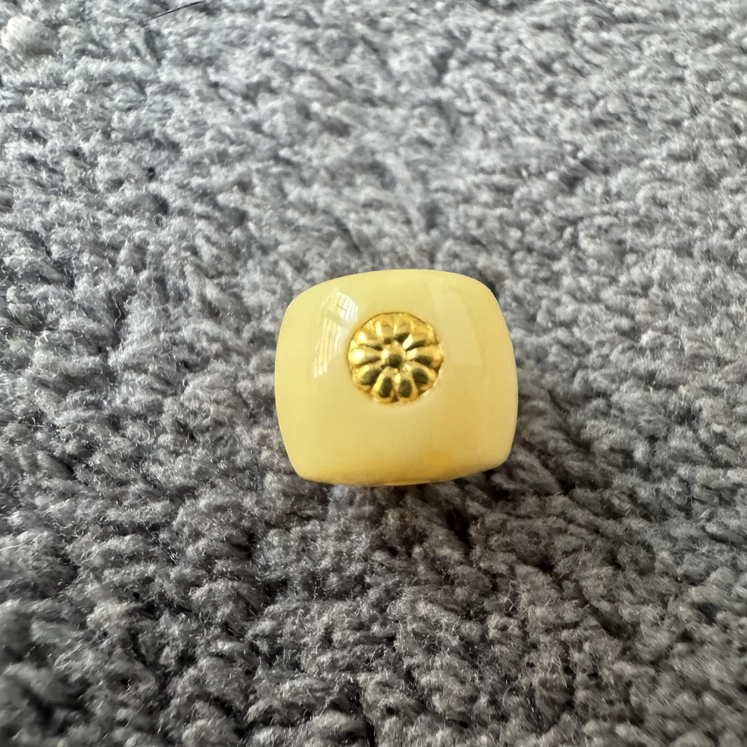 【茗静】白蜡直切 直径8 镶嵌真金金标