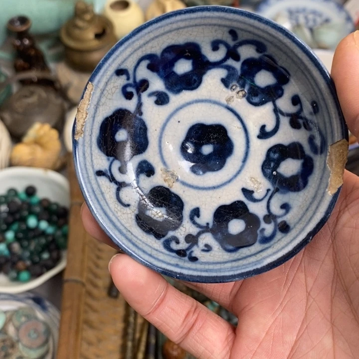 随***！青花小碟 摆件 微瑕