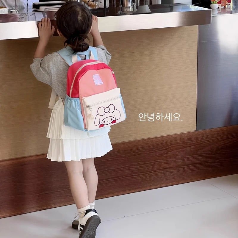 女儿外出旅游小背包儿童幼儿园女孩撞色卡通轻便双肩包儿童研学包