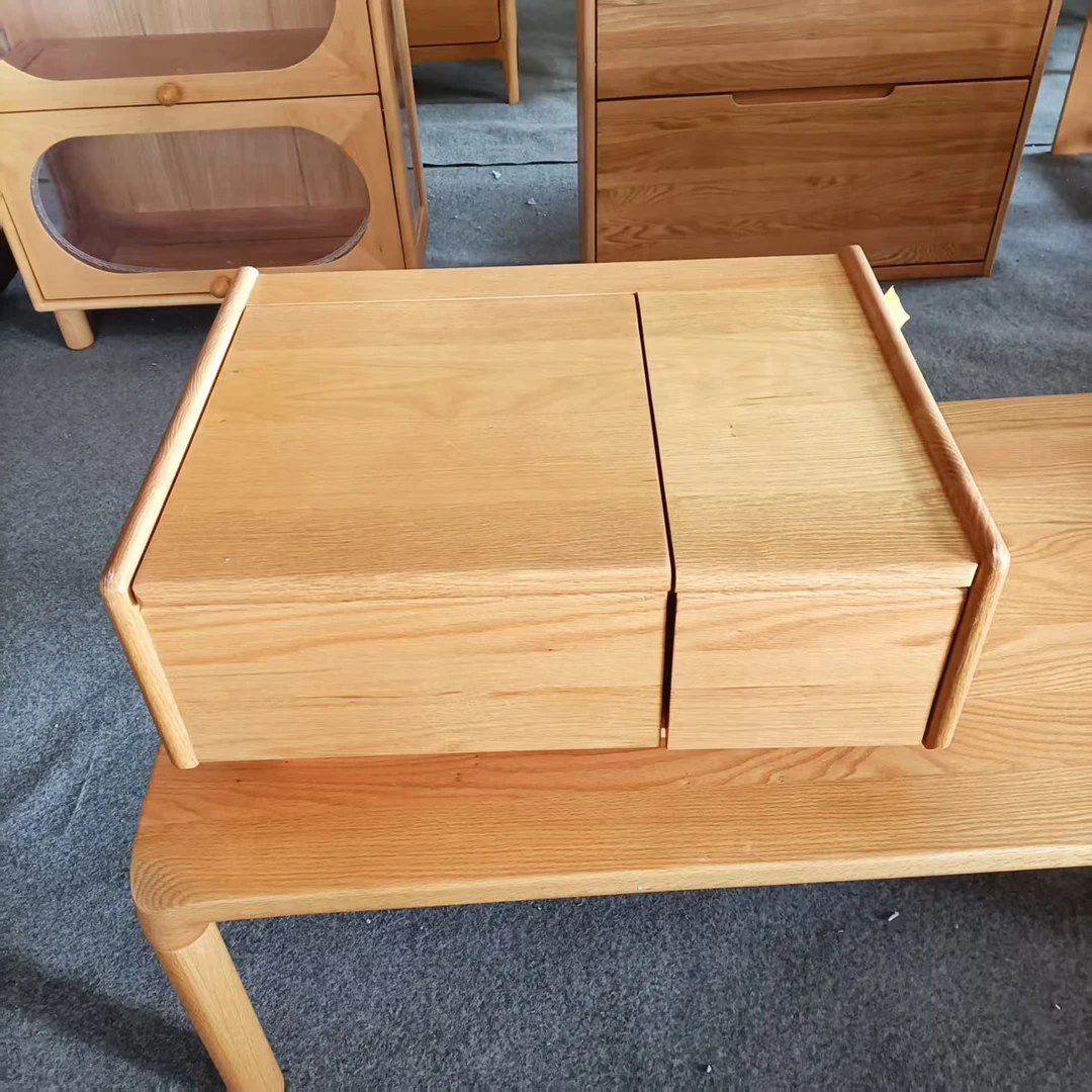 微瑕不带腿红橡木带镜子带抽屉化妆桌原木色