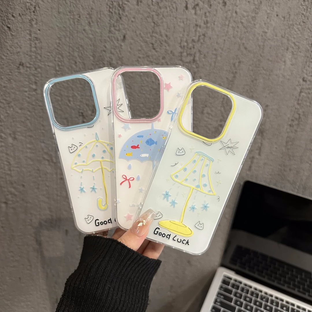 双层IMD适用苹果16pro防摔可爱iPhone15手机壳涂鸦台灯华为mate60