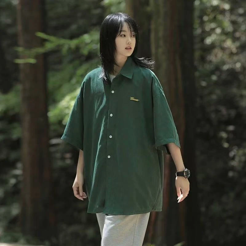 痞帅衬衫短袖男夏季日系穿搭痞帅休闲半袖衬衣外套夏装上衣潮-815