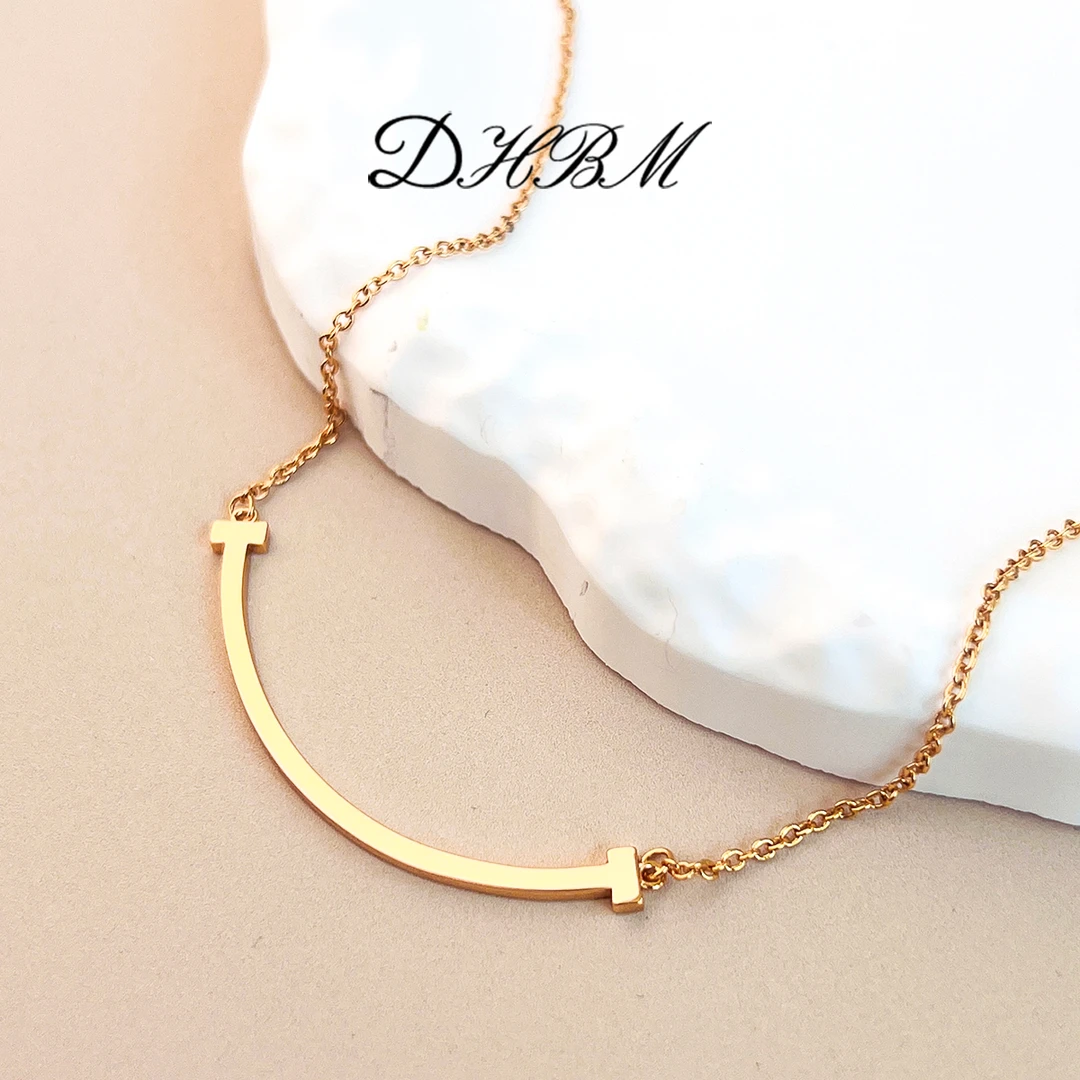 V金 【DHBM项链】CNC精工 光面微笑项链 TF008B