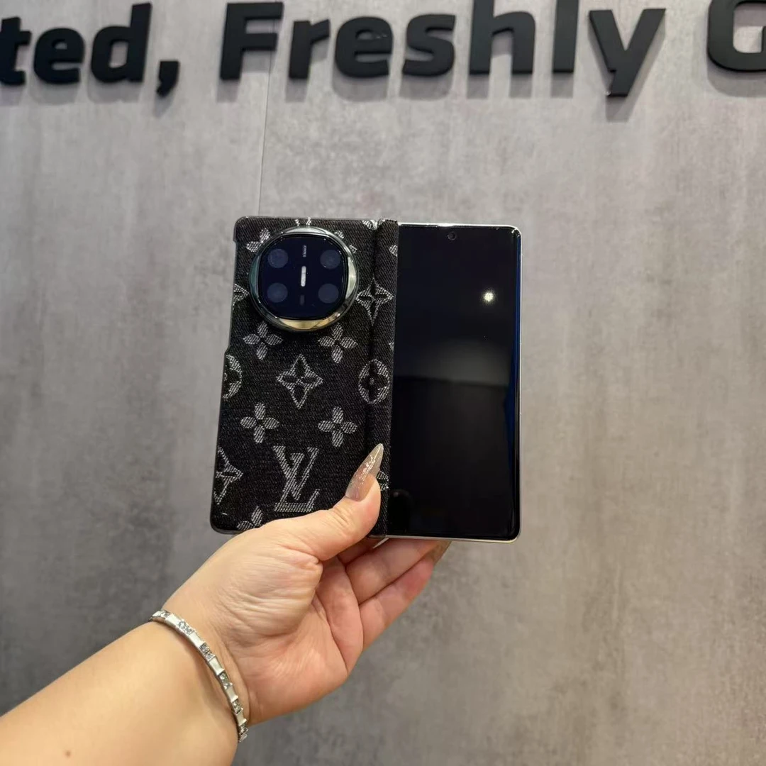 适用于华为Matex6/Matex5时尚字母编织面料中轴折叠手机套优品