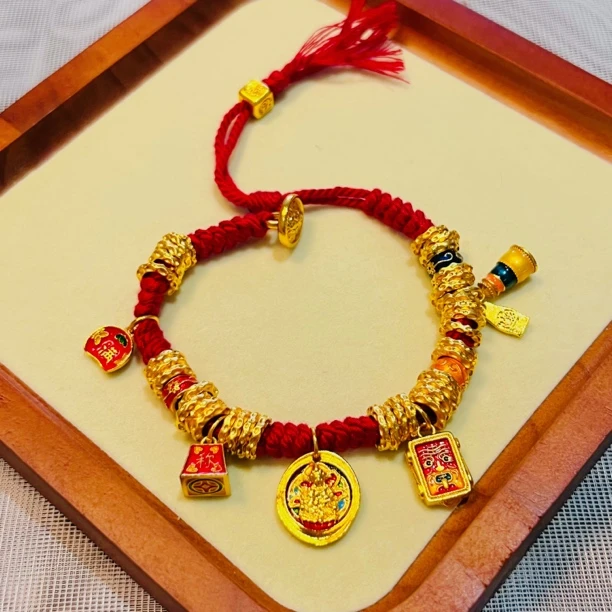铜合金手链 高保色盘缠手串黄财神盘缠手链扎基拉姆民族风手链