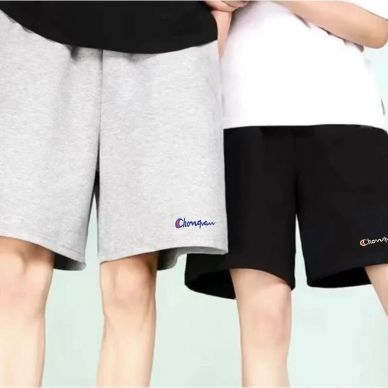 夏季新款男女同款刺绣宽松休闲运动纯棉短裤