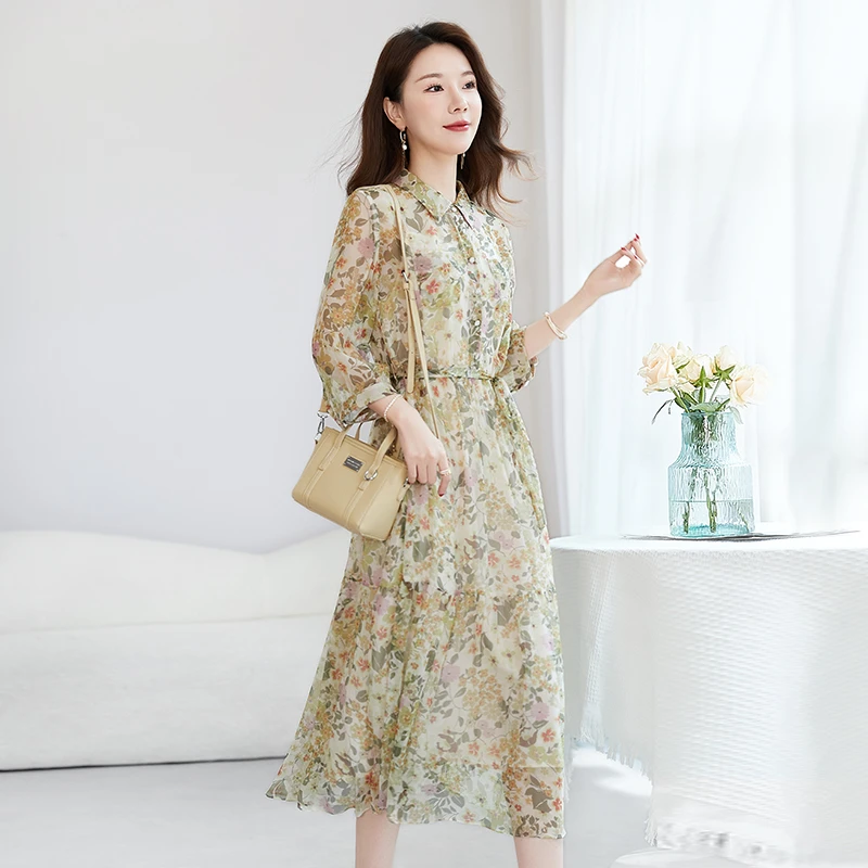 水墨佳人桑蚕丝真丝气质女装连衣裙82501679