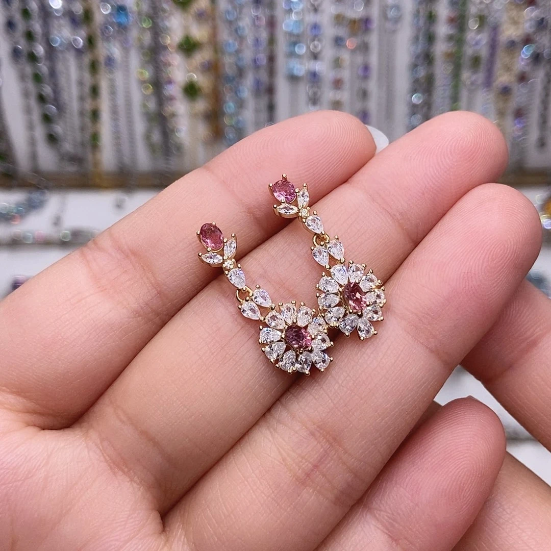 耳饰碧玺银S925镶嵌