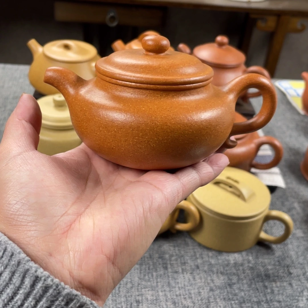 紫砂茶壶老档口金黄段仿古全手30目200手工泥