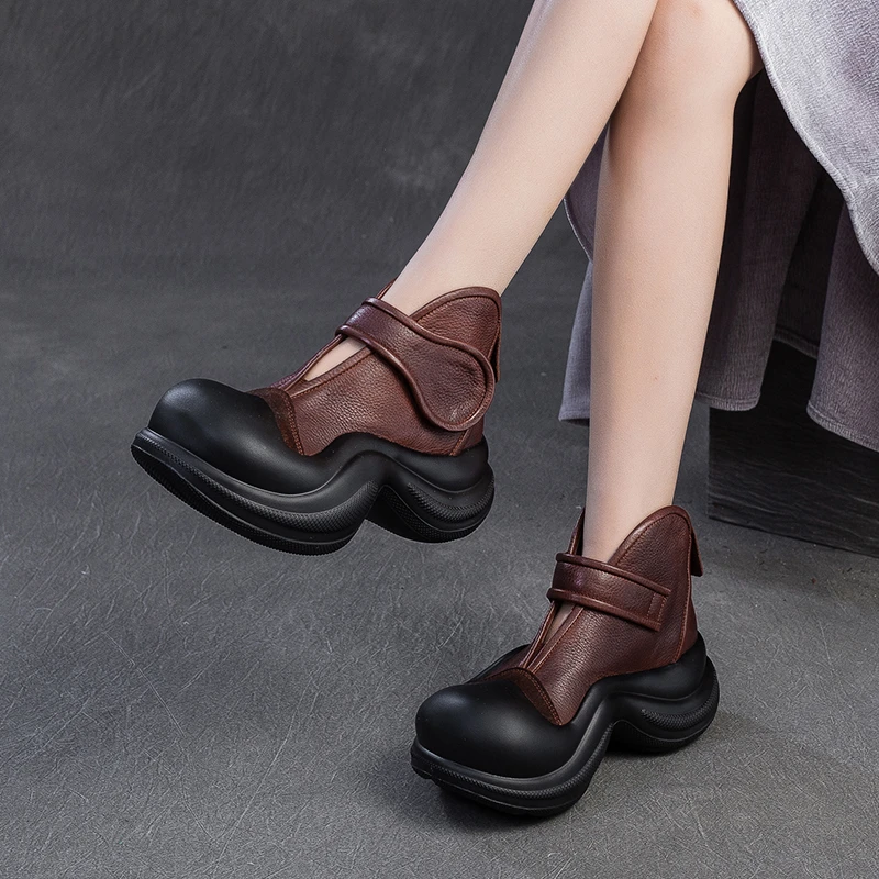 1978-2粗跟纯色休闲透气单鞋软底坡跟英伦风春秋时尚秋季平底单靴