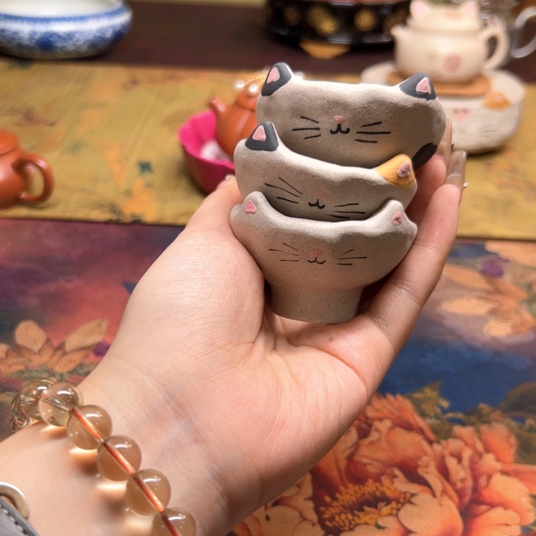 紫砂茶宠猫咪投茶器 盖置 /只