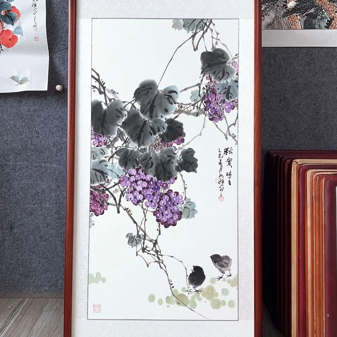 国画书画作品带框123×63厘米