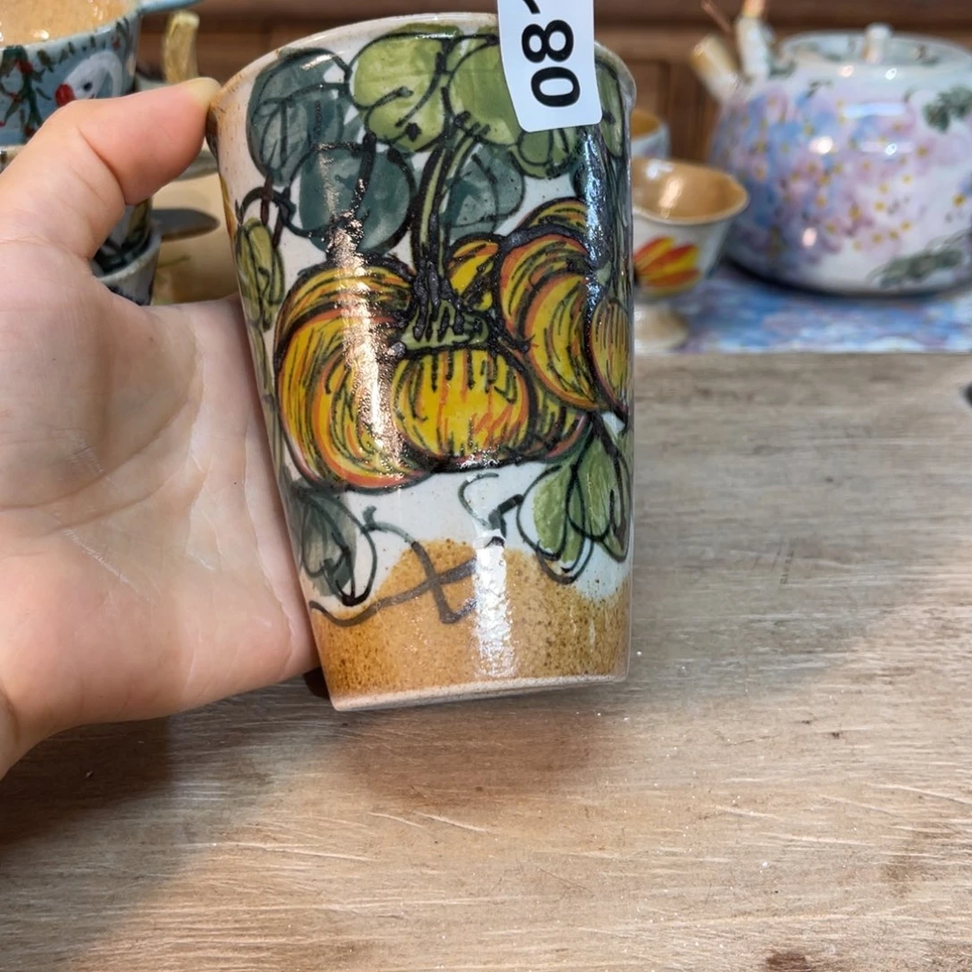 壶素浅陶瓷手工手绘
