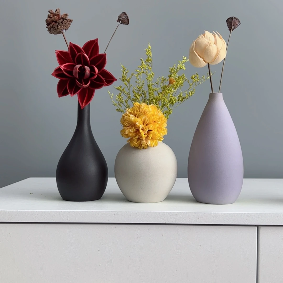 摆件陶瓷小花瓶摆件含花总高约20-30cm
