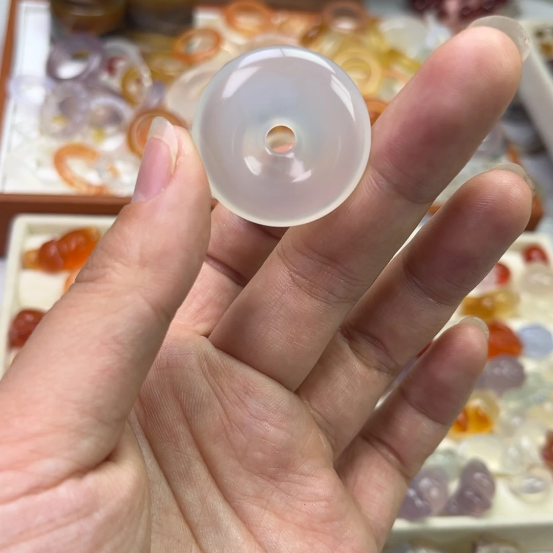 玛瑙/玉髓合金戒指平安扣