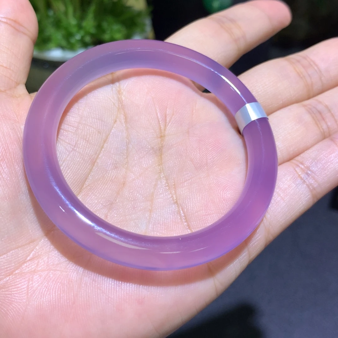 玛瑙/玉髓未镶嵌手镯莫奈紫美人条