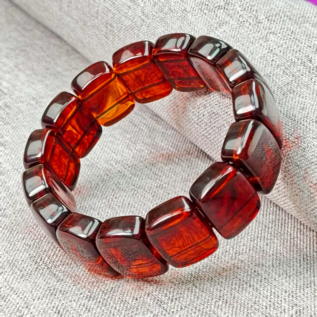 正品保障 血药珀 满血紫杉醇精美收藏级DIY方形手牌卡19mm➕