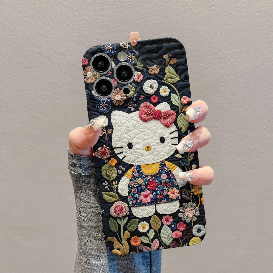ZMGX满屏花朵KT猫适用iPhone16菲林手机壳苹果15华为oppo小米vivo