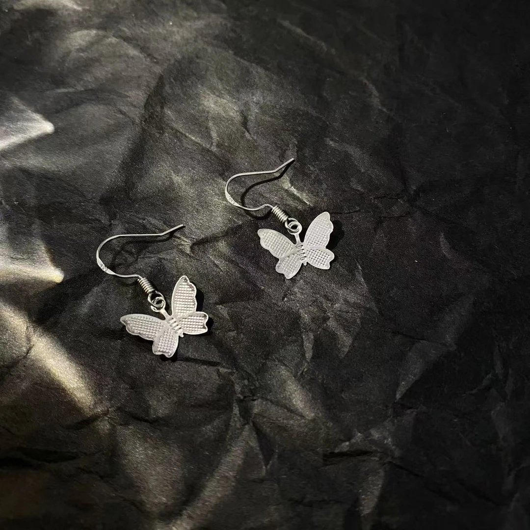 铜合金锆石耳饰 韩版仙小清新蝴蝶耳环女个性冷淡风简约气质高级