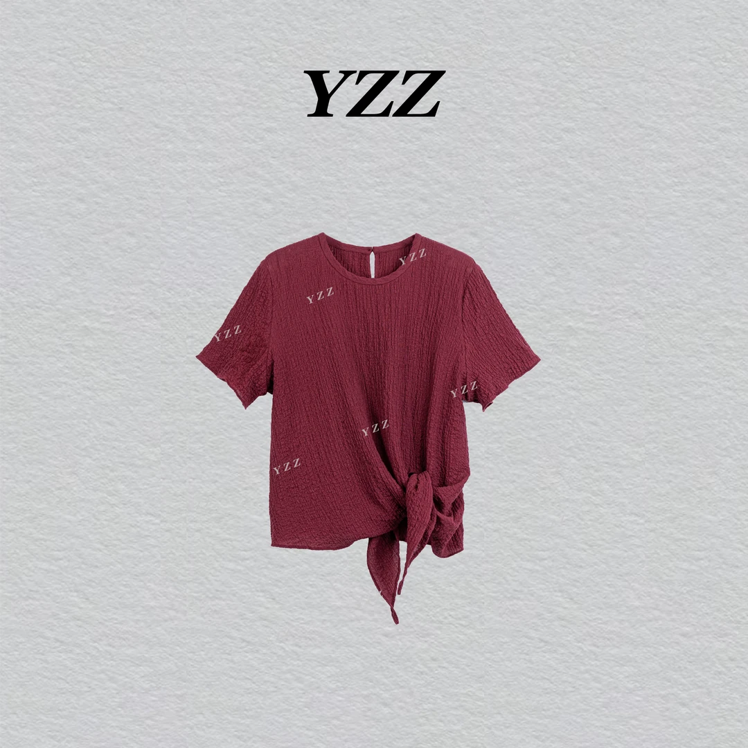 YZZ 设计师时髦出游穿搭肌理感不规则下摆上衣 2143367