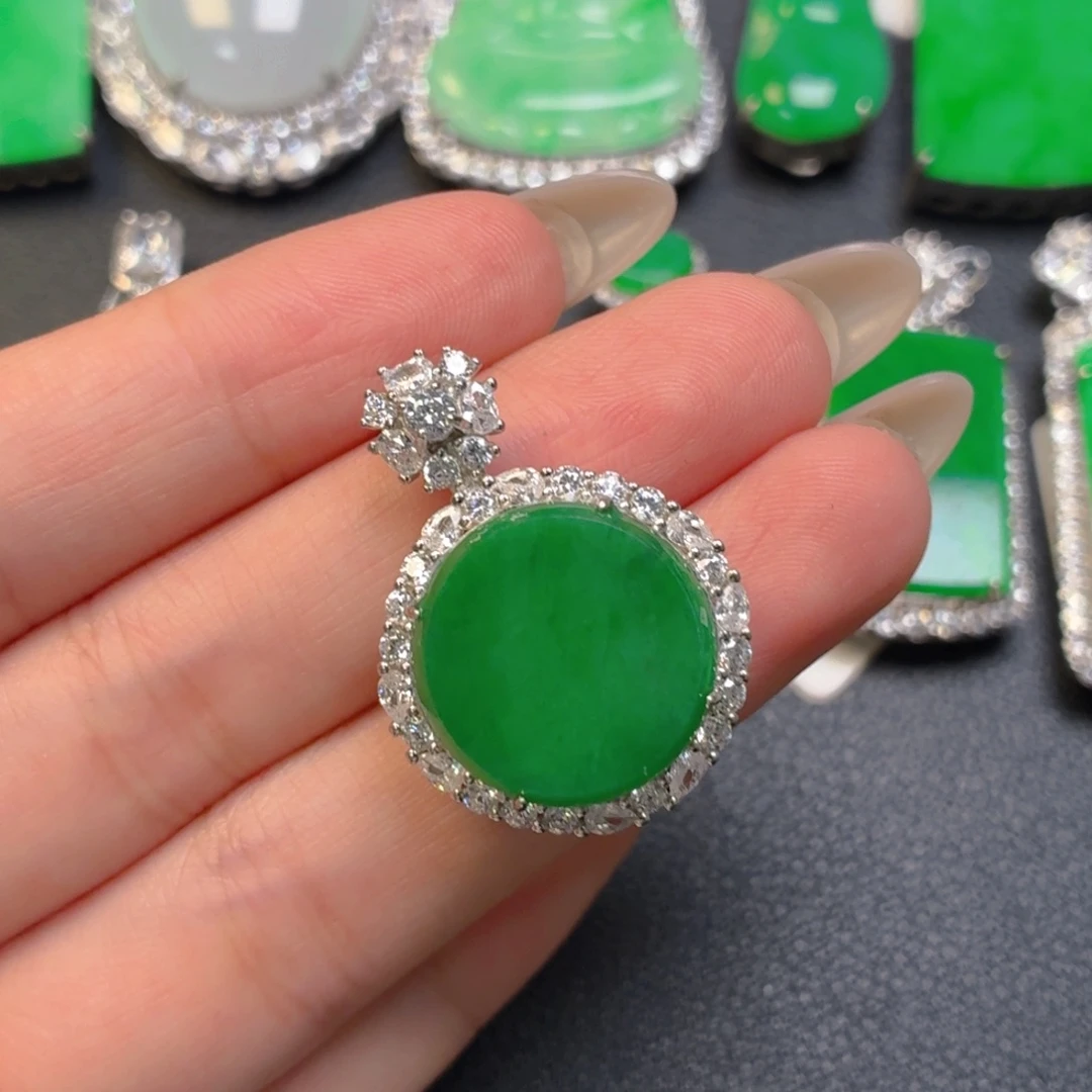 翡翠银S925镶嵌颈饰