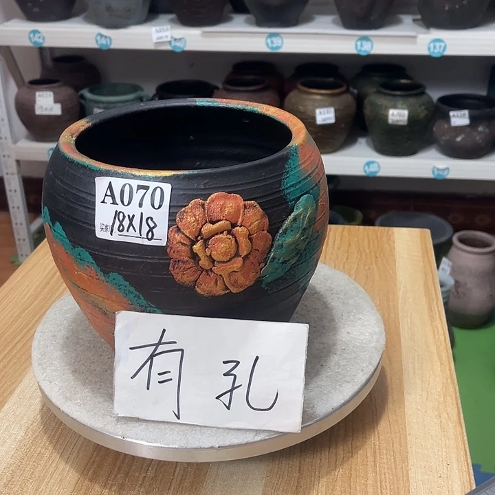 红陶手工制作工艺花盆