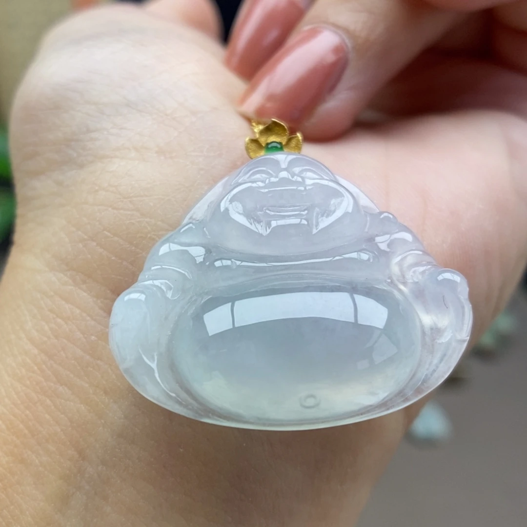 翡翠18K金镶嵌颈饰吊坠18