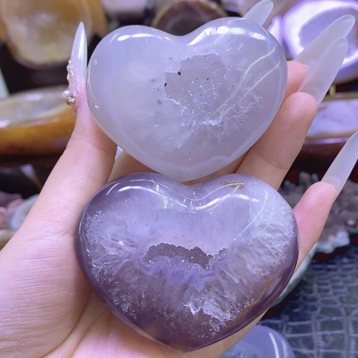 未镶嵌珠宝半成品水晶两个爱心