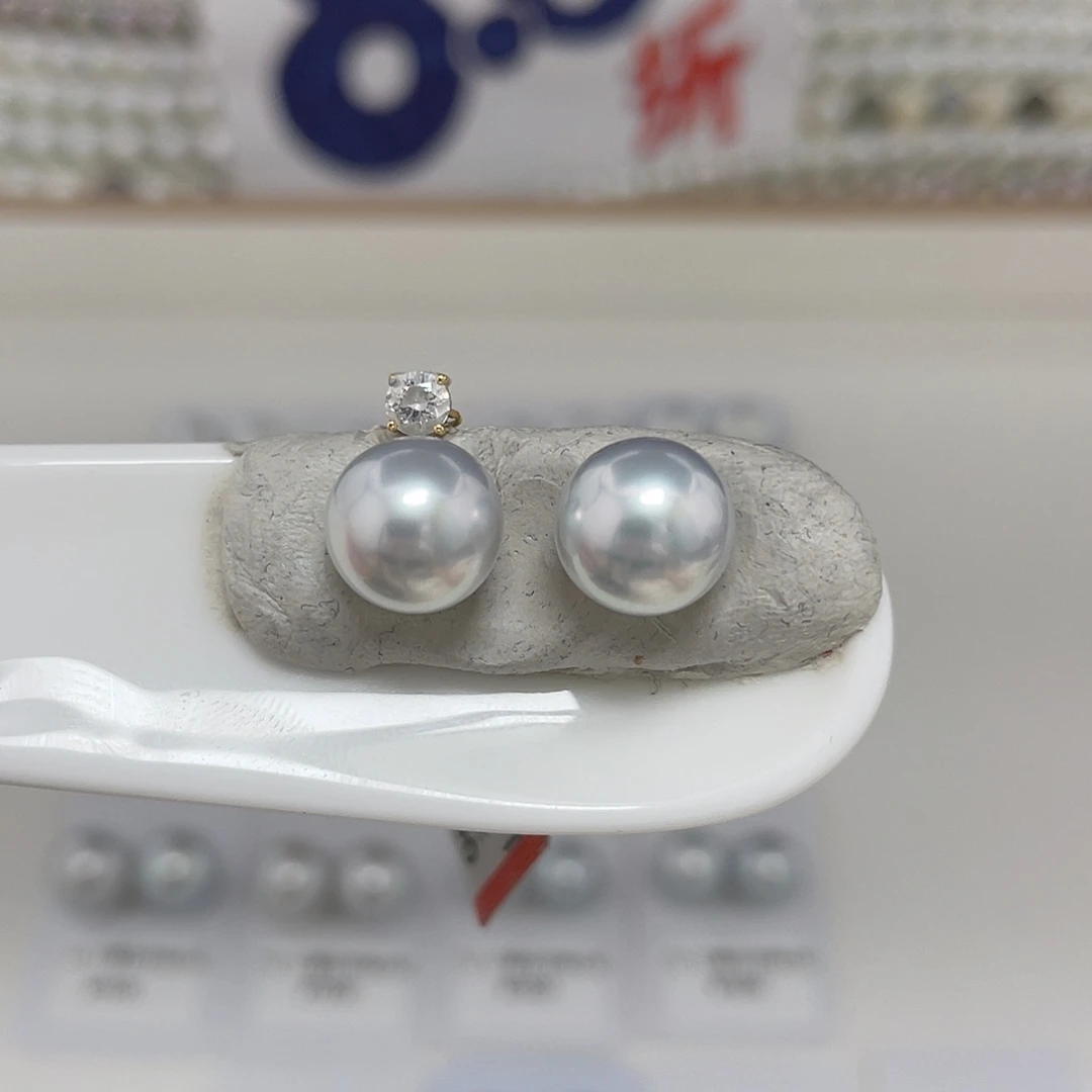 未镶嵌9-10澳白银蓝对珠裸珠海水珍珠