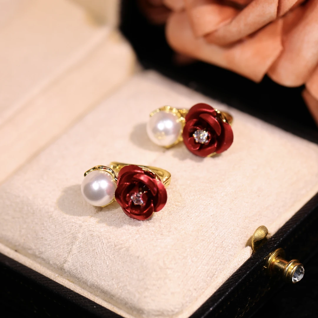 铜合金耳饰 【花年】轻奢时尚气质百搭高级小众设计感耳饰RH1049