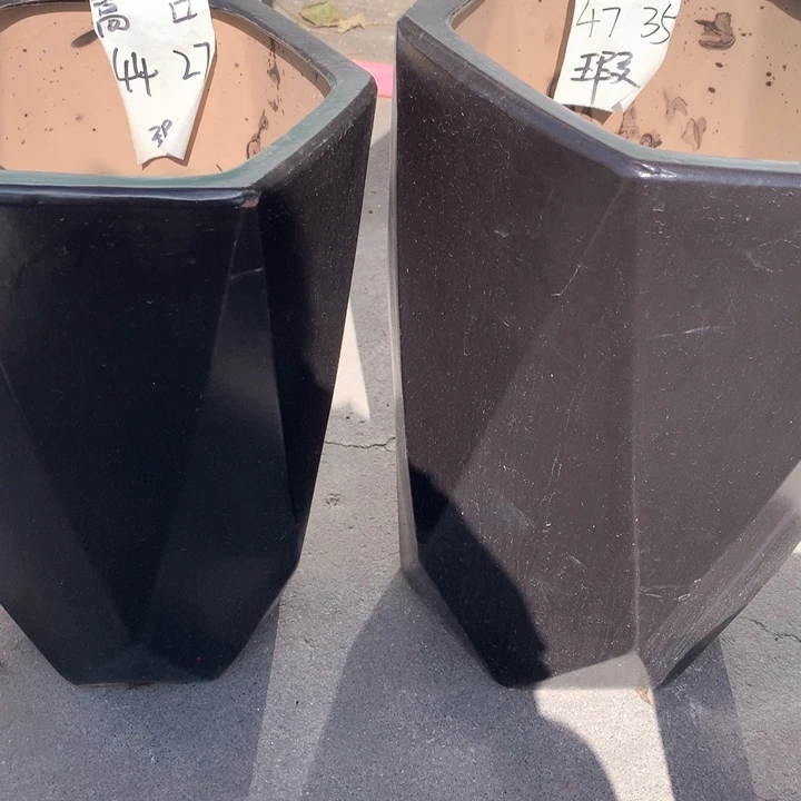 花盆陶瓷黑色砖石一套