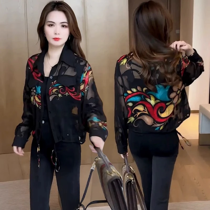 女士衬衫外套春夏2025新款女装洋气显瘦漂亮长袖衬衣百搭碎花上衣