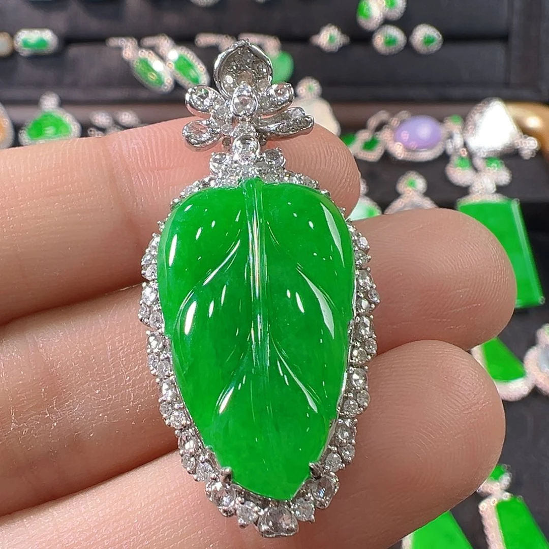 翡翠18K金镶嵌吊坠(不含链)