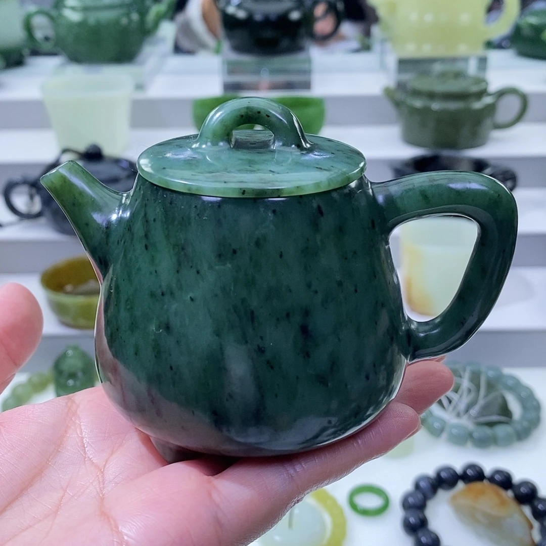 和田玉未镶嵌挂件茶壶