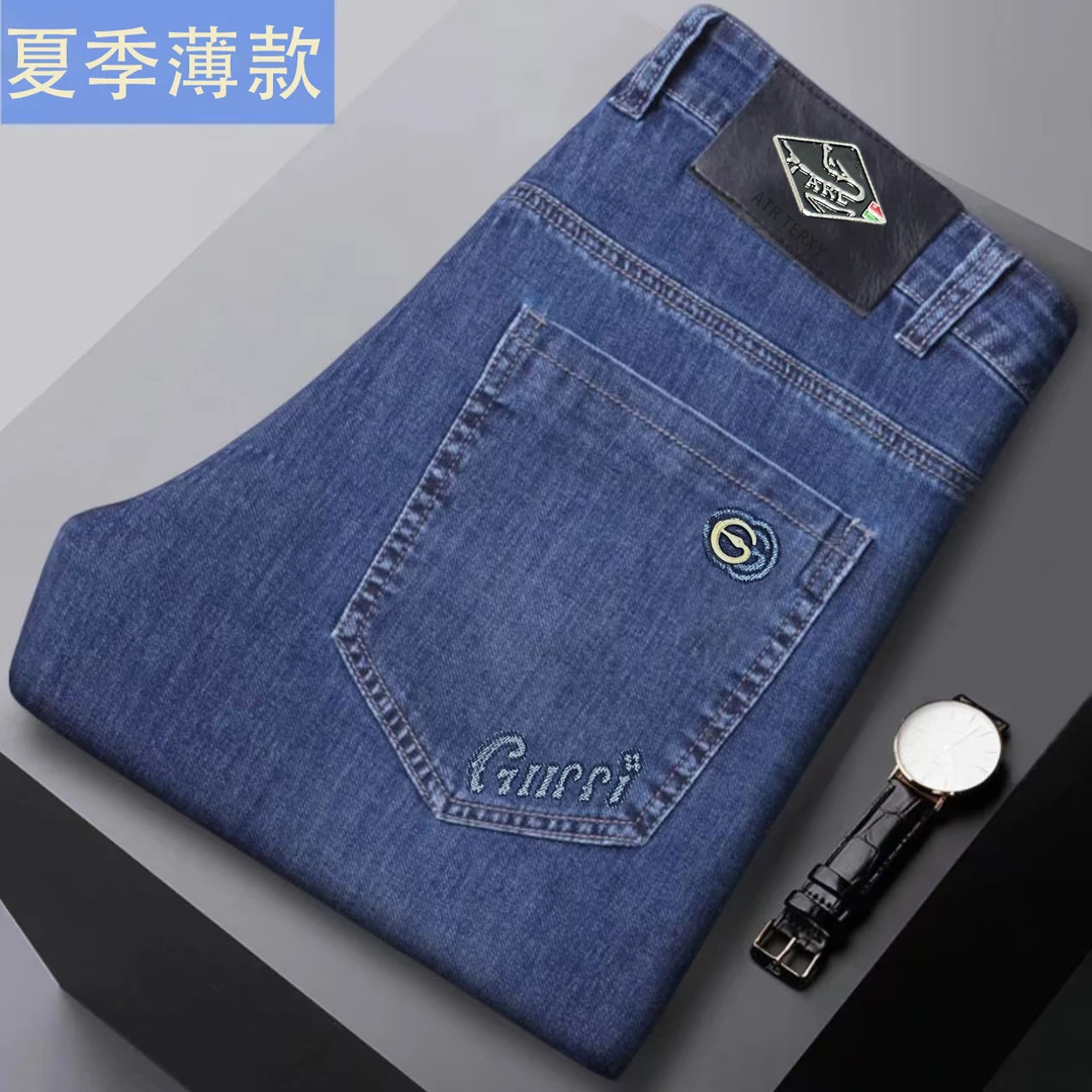 牛仔裤男款2025新款夏季薄款商务休闲直筒宽松透气亲肤牛仔裤宽松
