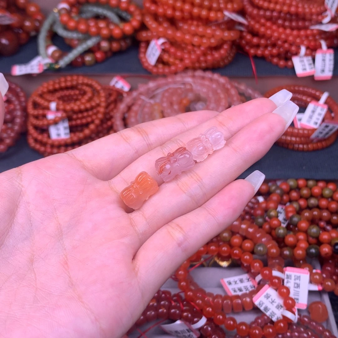 未镶嵌手链南红玛瑙42号并蒂莲