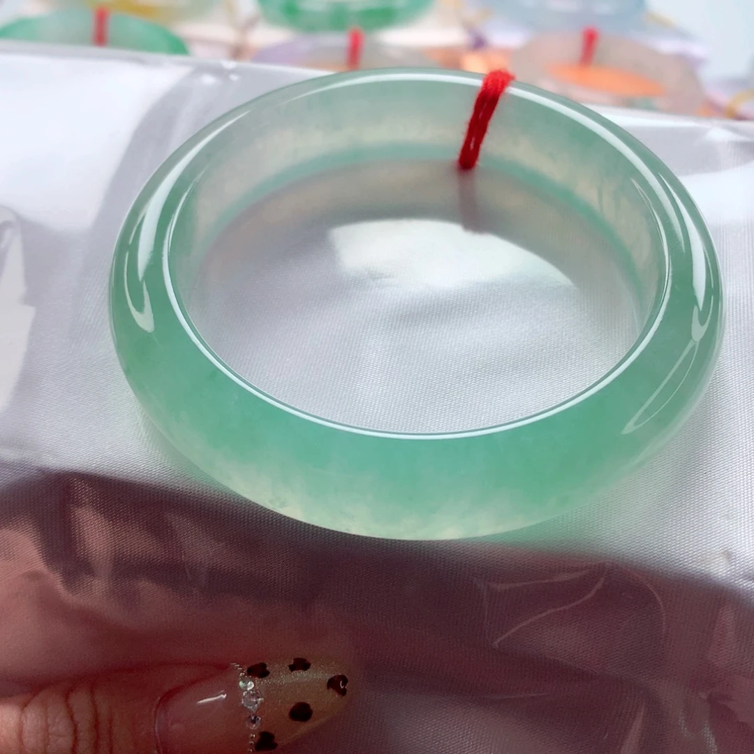 翡翠未镶嵌手镯56.5 甜绿亮丽种水种水嘎嘎好 灵