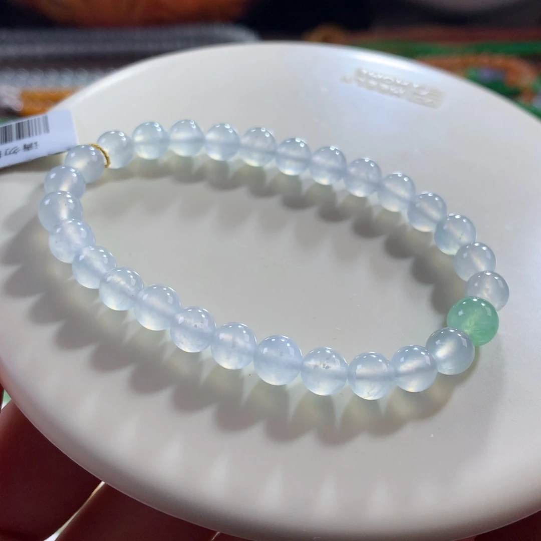 翡翠未镶嵌手链翡翠高冰白月光卡6.50+