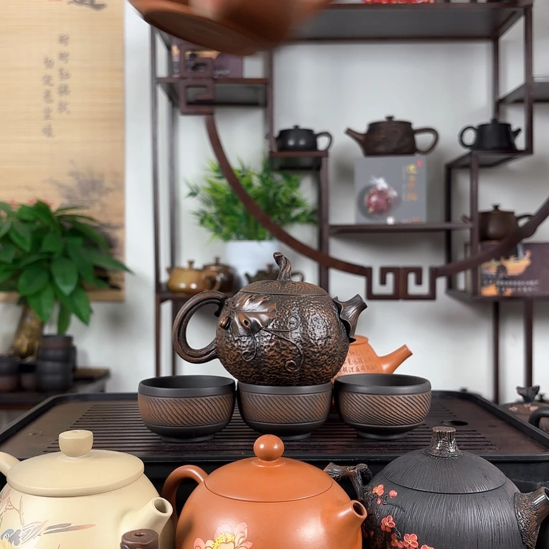壶云南建水紫陶茶壶一壶三杯
