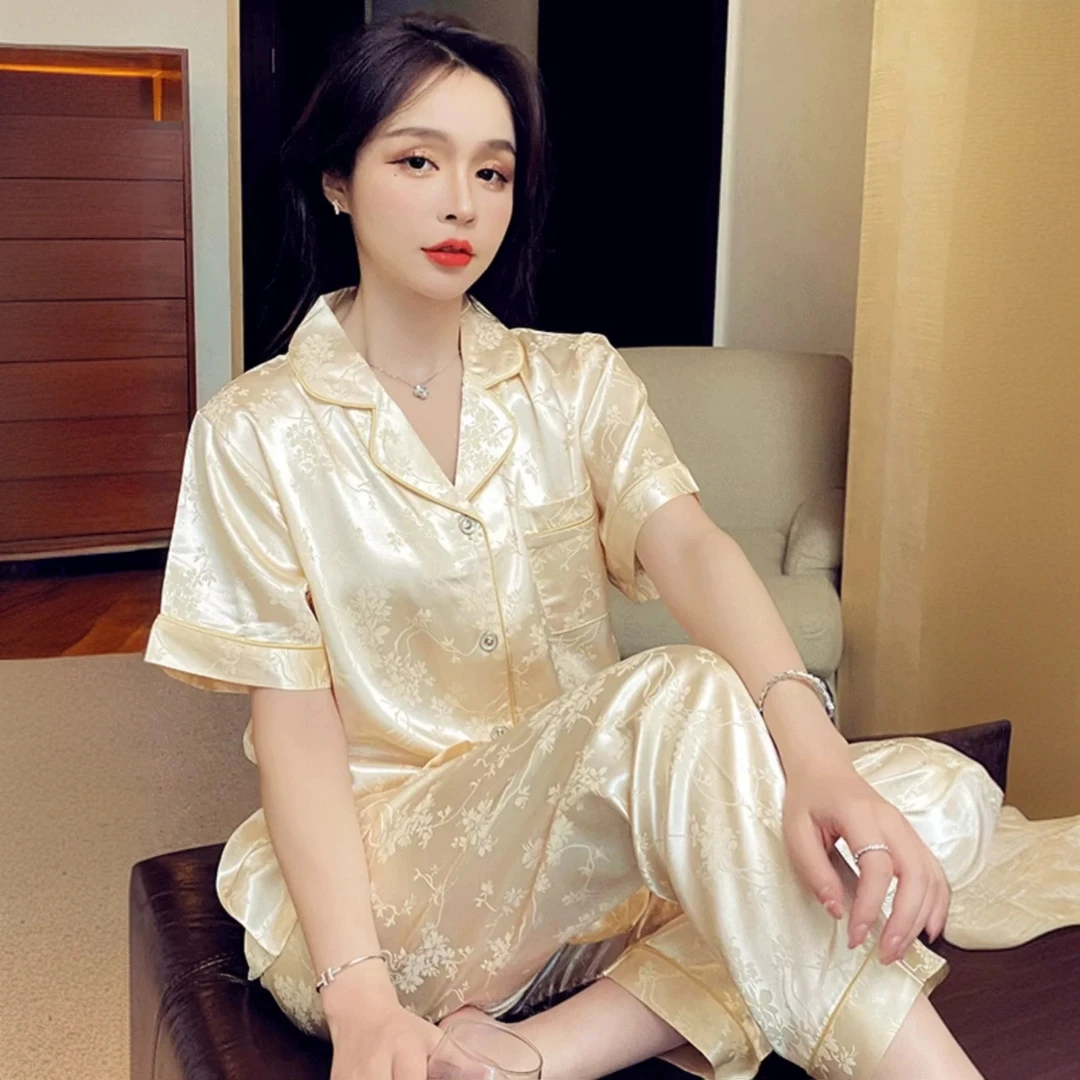 冰丝睡衣女款夏季爆款2025新款轻奢仿真丝女士薄款短袖家居服