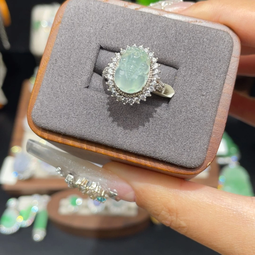 翡翠银S925镶嵌戒指