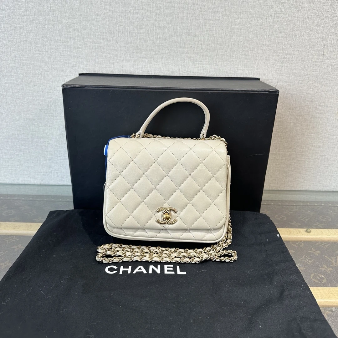 95新 Chanel/香奈儿 白金 handle手柄风琴链条包 20979