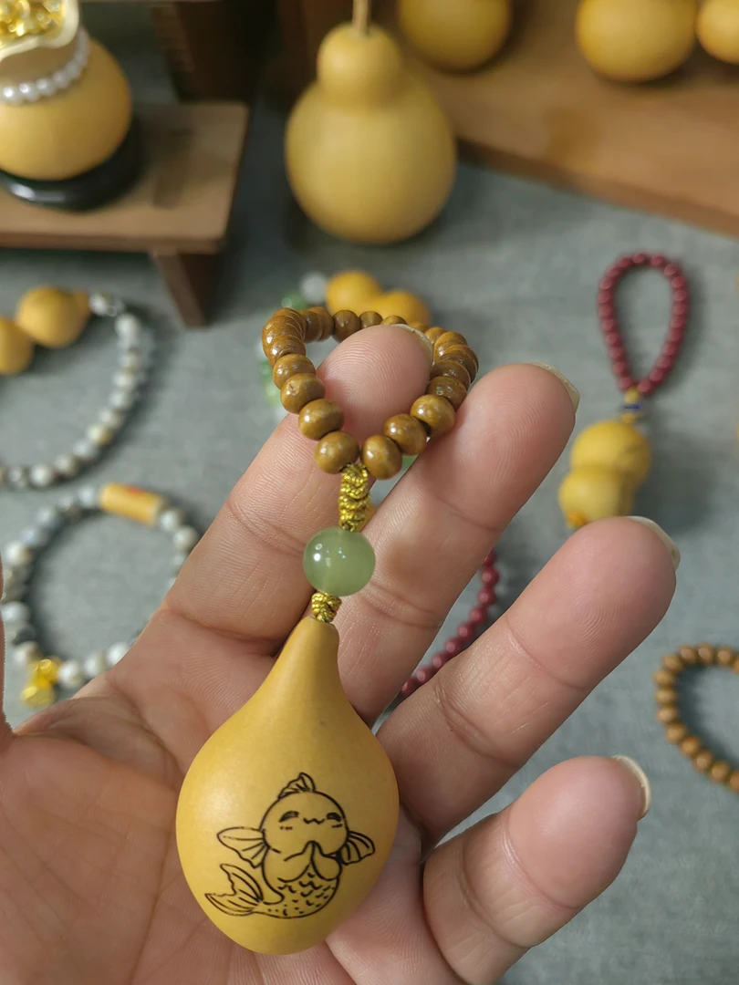 非金属木质手镯 精美挂件木珠年年有余