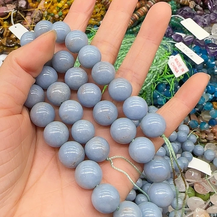 玛瑙/玉髓合金珠宝半成品天使石12mm一条