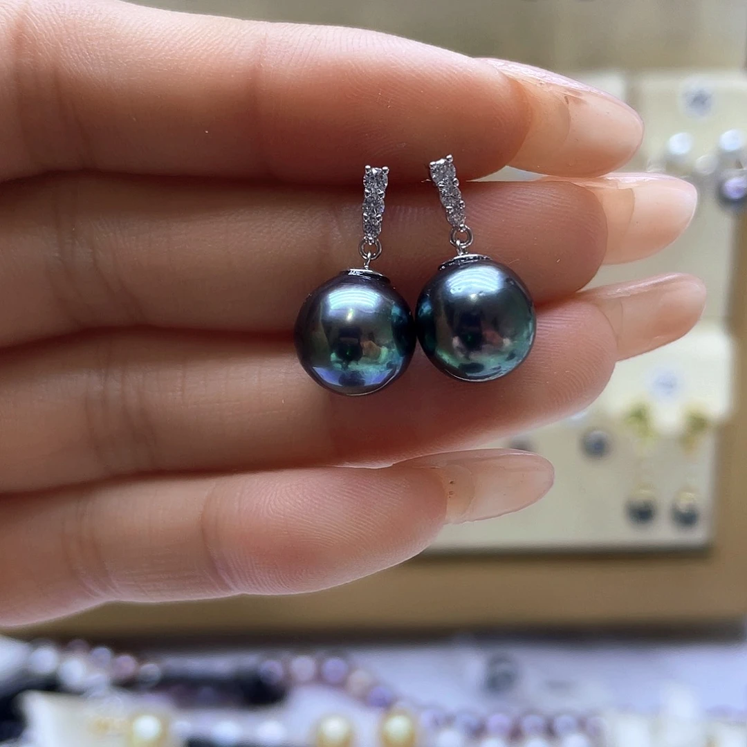 海水珍珠耳饰银S925镶嵌