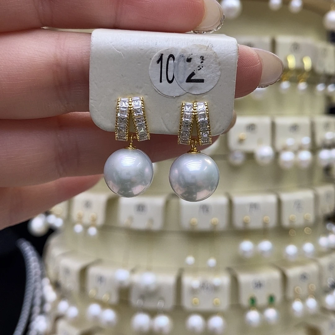 淡水珍珠耳饰银S925镶嵌